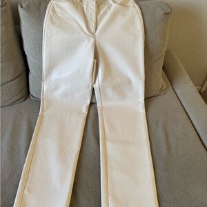 Aritzia Wilfred Cream Straight Leg Pants Faux Leather size 4